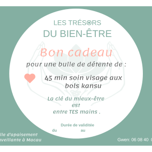 Bon cadeaux soin visage aux bols kansu